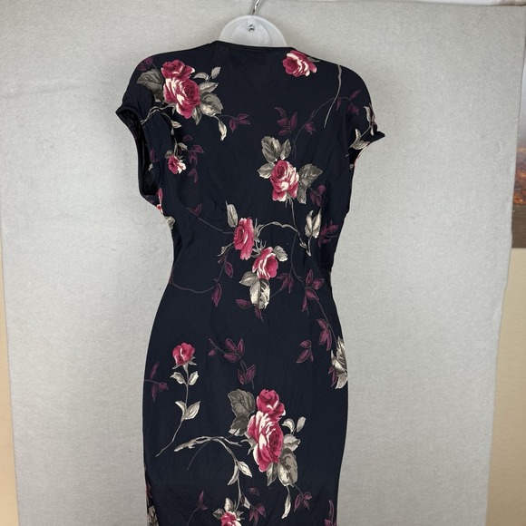 Vtg Newport News Black & Red Floral Mermaid Dress Dark Romantic Whimsygoth Sz 16 - Picture 4 of 6